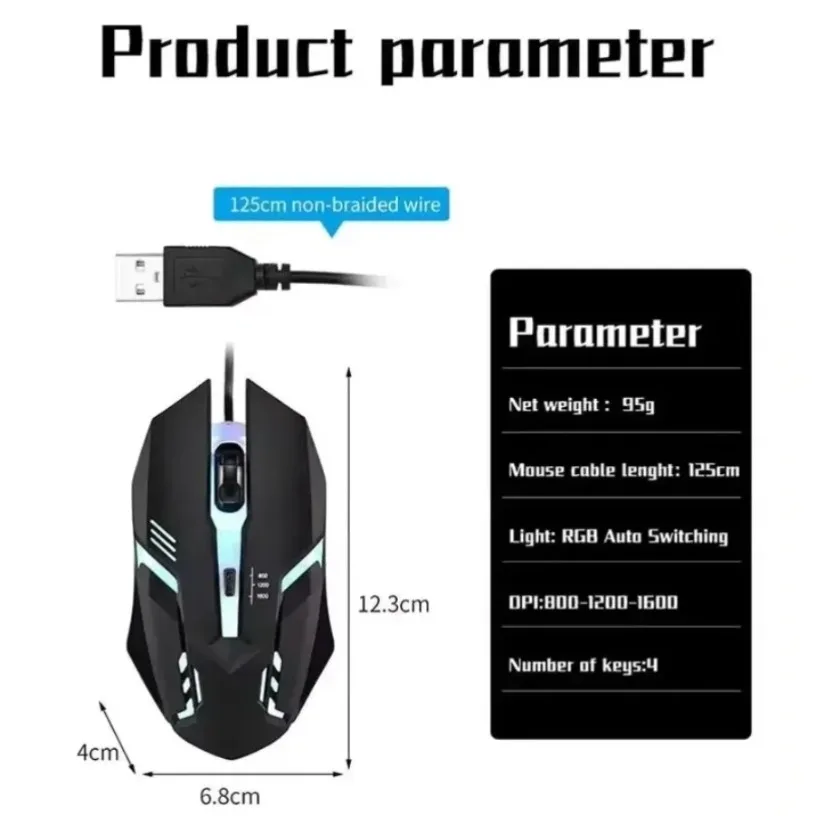 Laptop Mouse - Souris de jeu filaire USB à