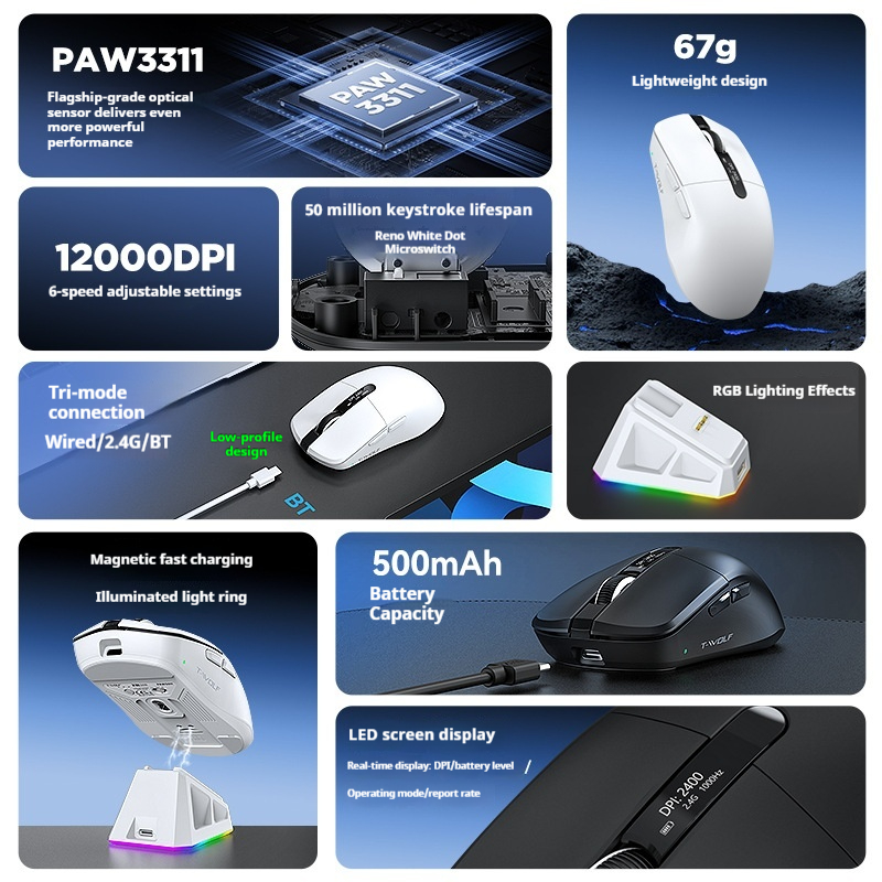 Souris de jeu sans fil T-Wolf  - Laptop Mouse avis et prix